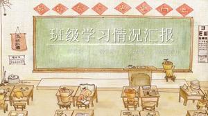 Desenhos animados pintura sala de aula quadro-negro fundo tema classe reunião modelo PPT