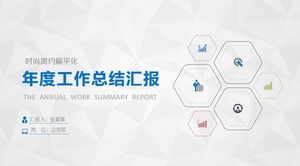 Modello ppt del rapporto di sintesi del lavoro annuale di stile piano semplice alla moda del fondo basso grigio elegante del triangolo