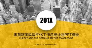 Modello ppt piano piano di lavoro europeo e americano di colore giallo e nero modello di business