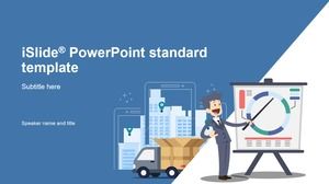 幻灯片会议主题精美卡通风格商务工作总结报告ppt模板