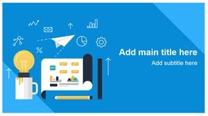 藍灰色平面卡通風格業務工作總結報告ppt模板