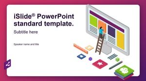 電腦數據表文具積木卡通風格創意封面大氣業務工作報告ppt模板