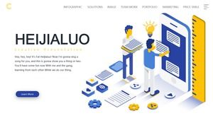 2.5D创意商务场景蓝黄科技风多场景多功能ppt模板