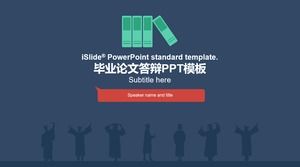 Absolvent, der eine Abschlussfeierkleiderschattenbildkreative These-Verteidigung ppt Schablone trägt