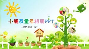 Benim büyüme günlüğü-sevimli karikatür tarzı çocuk büyüme albümü ppt şablonu