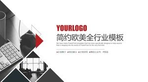 Geometric graphic creative cover simple flat European and American style work report ppt template