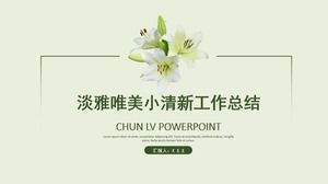 Elegancki i piękny mały szablon podsumowania świeżej pracy ppt