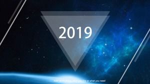 Starry background geometric figure translucent element creative ios style universal report ppt template