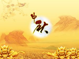 Goldene Jahreszeit Vollmond Mitte Herbst Festival schöne dynamische Mitte Herbst Festival Segen Grußkarte ppt Vorlage