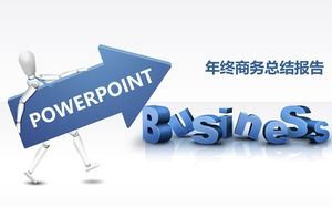 Puppet man holding arrow BUSINESS three-dimensional word blue business year-end summary report ppt template