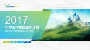 طازجة وأنيقة خضراء منتصف العام ملخص العمل والنصف الثاني خطة العمل جزء في المئة قالب