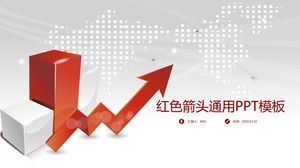 Freccia in su con il modello punteggiato ppt del riassunto del rapporto universale bello rosso grigio di affari del fondo della mappa di mondo