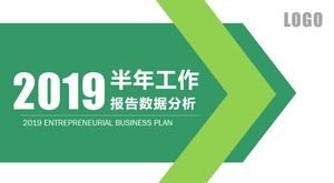 Modèle de ppt de rapport de synthèse de travail de graphique micro-dimensionnel de couverture créative de flèche verte