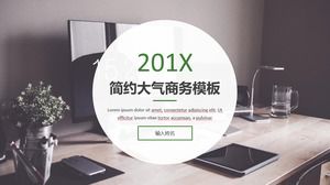 HD casual business big picture cover flat fresh green simple business ppt template