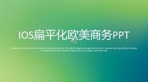 Mavi yeşil degrade puslu arka plan düz iOS tarzı ppt şablonu