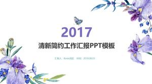 Hand painted watercolor purple flowers refreshing minimalistic work report ppt template