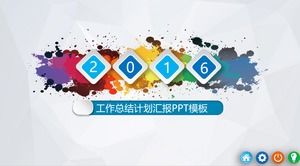 Watercolor splatter art micro three-dimensional style work report ppt template