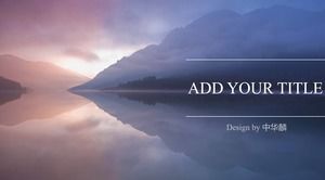 Lila schöne Fantasielandschaft Hintergrund durchscheinende minimalistische atmosphärische Arbeit Bericht ppt Vorlage