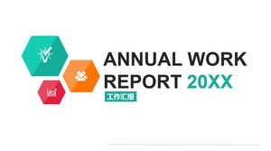 3色の六角形の創造的なカバーフラットな雰囲気のヨーロッパとアメリカスタイルの作業概要pptテンプレート