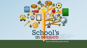 Śliczna i żywa kreskówki ołówkowego drzewa edukacja uczy pracownika na koniec roku pracy raportu ppt szablon