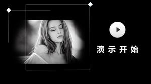 Czarno-biały szary prosty płaski biznes styl pracy podsumowanie szablon ppt