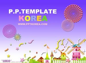 Feuerwerk Bänder Spielplatz Spaß Atmosphäre Cartoon ppt Vorlage