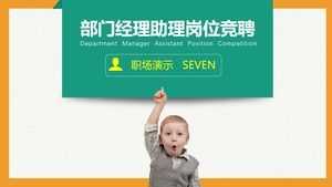 Asisten manajer di tempat kerja menawarkan template pidato ppt