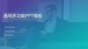 Fresh and dynamic background music blue purple gradient business theme iOS style ppt template