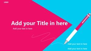 Geometric figures and ballpoint pen creative atmospheric European and American style ppt template suitable for work summary