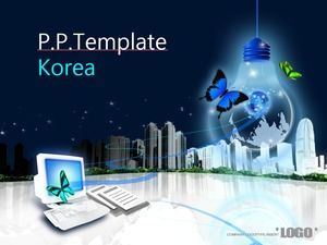 Стеклянная текстура диаграмма компьютер электронная сеть синий технологии шаблон ppt