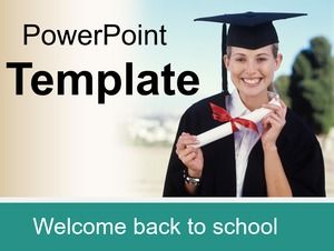 Doctor beauty holding a notice of education to go back to school to learn ppt template