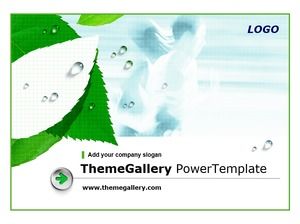 Modello semplice elegante di ppt delle foglie verdi fresche