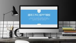 เรียบง่ายและแบนสีน้ำเงินและสีเทาคลาสสิกกับแม่แบบ ppt รายงานงานสากล