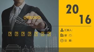 Modello ppt atmosferico di affari di rapporto nero piano di lavoro di colore nero giallo