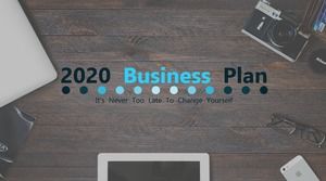 Ringkasan bisnis singkat suasana kerja santai gaya laporan Blues template ppt