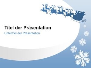 Santa hediyeler-basit mavi Noel ppt şablonu vermek için bir geyik arabası sürüş