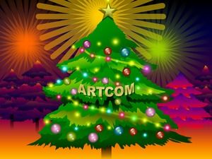 聖誕樹霓虹燈閃閃發光的聖誕節ppt模板