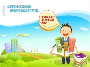 Plantilla de ppt de promoción de educación de seguridad de tráfico de escuela primaria