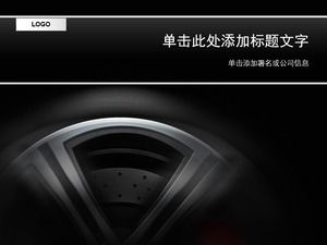 Wheel hub closeup cool black minimalistic car ppt template
