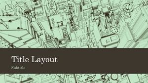 線画都市背景シンプルなビジネスpptテンプレート