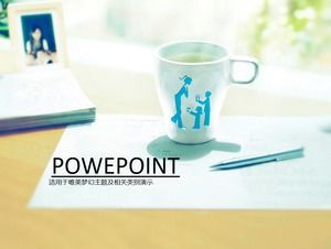 Tea tea paper pen business atmosphere ppt template