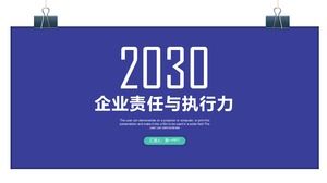 Modèle de didacticiel PPT pour la formation à la responsabilité d'entreprise et à l'exécution avec fond de clip à longue queue