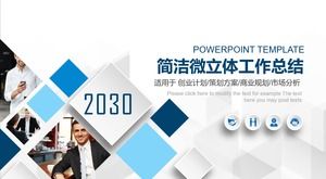 Microscopic square background work summary report PPT template