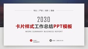 Card style work summary report PPT template