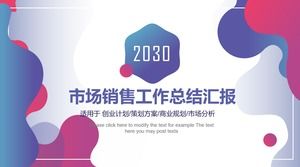 Modello PPT di sintesi delle attività di vendita gradiente blu e viola di moda dinamica