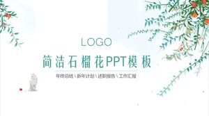 Frische und einfache Granatapfelblüten-PPT-Schablone