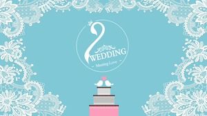 Template PPT dari album pernikahan dengan latar belakang renda segar