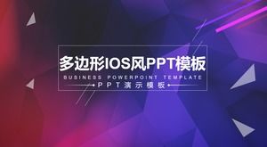Template PPT gaya iOS polygon berwarna ungu pesawat rendah