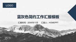 Modello PPT di relazione di lavoro con sfondo di montagna di cenere blu