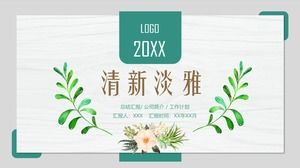 Planta PPT de hojas frescas pintadas a mano